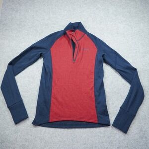 Craft Men's Small Wool Blend Quarter Zip Base Layer Red Navy Blue Iditarod Patch